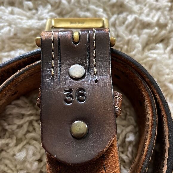 Beautiful men’s leather belt size 36 solid brass buckle - Picture 6 of 12